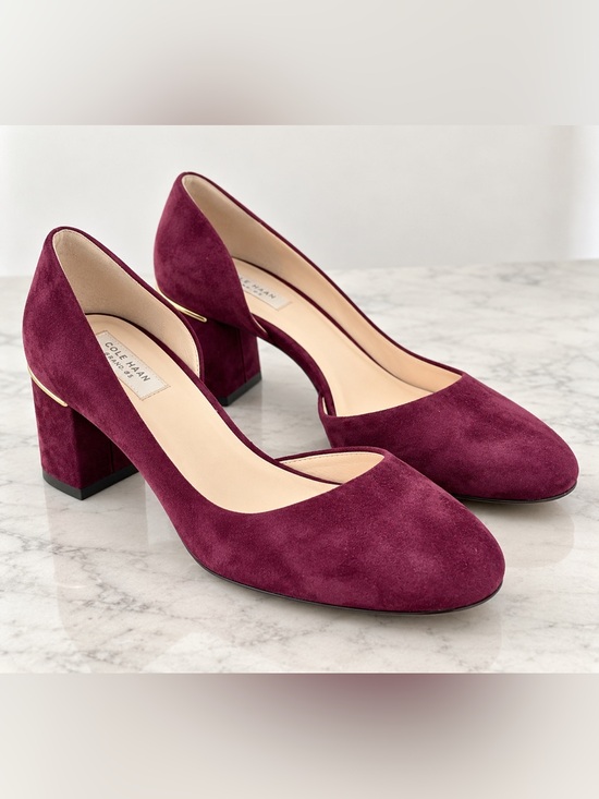 Cole Haan Shoes - Cole Haan Grand OS Burgundy Suede D’Orsay Block Heel Pumps 8.5B